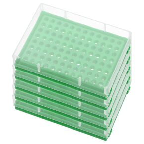 حامل أنبوب PCR 96 Wells من PATIKIL لأنابيب شرائط الاختبار 0.2 مل، 5 قطع أنابيب مقاومة للماء، حامل أنبوب الطرد المركزي، أخضر