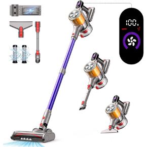 Cordless Vacuum Cleaner, 550W/45Kpa Vacuum Cleaners for Home with Charging Station, Up to 60Mins Runtime, 1.8L Dust Cup, Noise Reduction, Anti-Tangle Stick Vacuum for Carpet/Hardwood Floor/Pet Hair