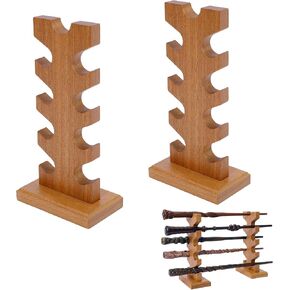 Wizard Wand Display Stand, 5 Tiered Wooden Magic Wand Holder for Table Display Collection, Holds 9 Wands, Brown