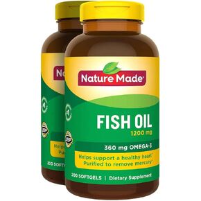 2 x 200Pk Nature Made Fish Oil 1200 mg Softgels Omega 3