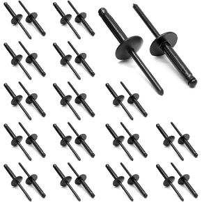60Pcs Large Flange Blind Rivets 3/16" x 1", Black Aluminum Pop Rivets, Flange Diameter 5/8" (16 mm) in Kuwait