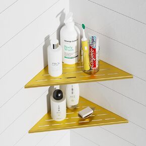 Neodrain 10" Brushed Corner Wall Shelf Set of 2, Floating Corner Shelves for Wall, 304 Stainless Steel Shower Storage Shelves for Bathroom, No Drilling