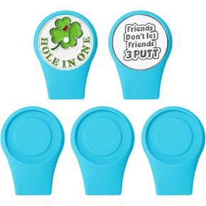 Golf Hat Clip Silicone Holder Value 2 5 Pack, Strong Magnetic Ball Marker Attach to Pocket Hats Cap Belt Edge Gifts for Golfers Men Women Kids