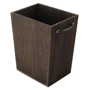 Wood Wastebasket Trash Can Rustic Farmhouse Square Garbage Container Bin with Decorative Metal Handle for Bedroom, Living Room, Bathroom & Office