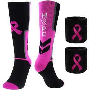 sticro Breast Cancer Awareness Pink Ribbon Hope Socks & Wristbands Set