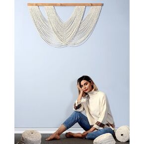 Knots & Beyond 'Twist' Collection, Large Macrame Wall Hanging, Dip Dye Fiber Art, Boho Wall Decor for Living Room, Yarn Tapestry, 44" x 26"
