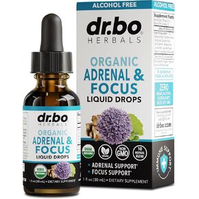 Adrenal Support Supplements Liquid Drops - Organic Adrenal and Focus Supplement, Cortisol Manager Adaptogen Adults, Ginkgo Biloba for Kids Calm - Natural Brain and Memory Fatigue Stress Attention 1oz