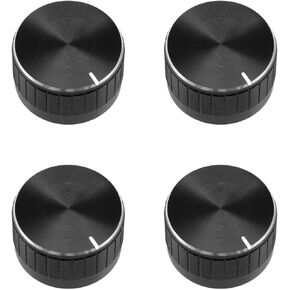 uxcell 4Pcs 30x17mm Aluminium Alloy Potentiometer Volume Control Rotary Knob Knurled Shaft Hole Black,for 6mm Diameter Shaft Guitar Volume Knob.
