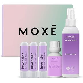 MOXĒ Eucalyptus Aromatherapy Gift Set, Essential Oil, Shower Steamer Spray, Portable Nasal Inhalers, Diffuser Essential Oil, Sinus & Congestion Relief, Therapeutic Grade, Made in USA