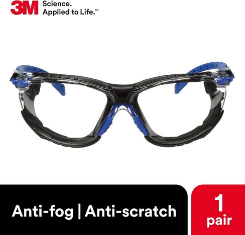 3M 70071694510 Safety Glasses Solus 1000 Series ANSI Z87 Scotchgard Anti-Fog Clear Lens Low Profile Blue/Black Frame in Saudi Arabia