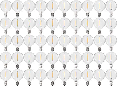 25-Pack G40 Replacement Light Bulbs, 5W Clear Globe Bulbs for Outdoor String Light (E12 / C7 Screw Base Sockets), Warm White 2200K, 20 Lumen, Dimmable in Saudi Arabia