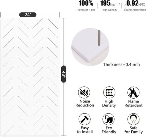 Tutmyrea 3 Pack Large Acoustic Panels, 48" X 24" X 0.4" Self-Adhesive Soundproof Wall Panels, Decorative Sound Absorbing Panels for Home Studio Office(Hollow Line,Black) in Saudi Arabia