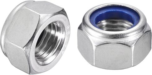 uxcell 50Pcs M12x1.75 Nylon Insert Hex Lock Nuts, 316 Stainless Steel Self-Locking Nylon Insert Stop Nut for Industrial Construction Fasteners, Silver&Blue in Saudi Arabia