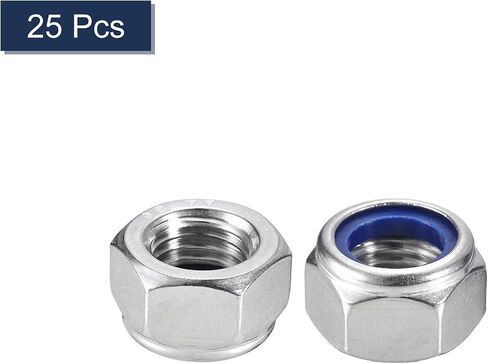 uxcell 50Pcs M12x1.75 Nylon Insert Hex Lock Nuts, 316 Stainless Steel Self-Locking Nylon Insert Stop Nut for Industrial Construction Fasteners, Silver&Blue in Saudi Arabia