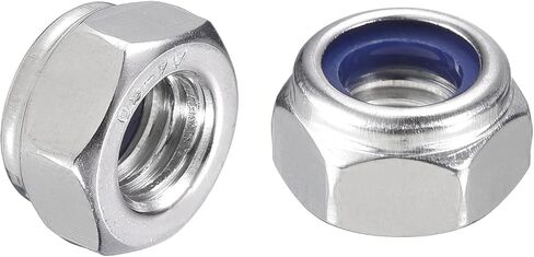 uxcell 50Pcs M12x1.75 Nylon Insert Hex Lock Nuts, 316 Stainless Steel Self-Locking Nylon Insert Stop Nut for Industrial Construction Fasteners, Silver&Blue in Saudi Arabia