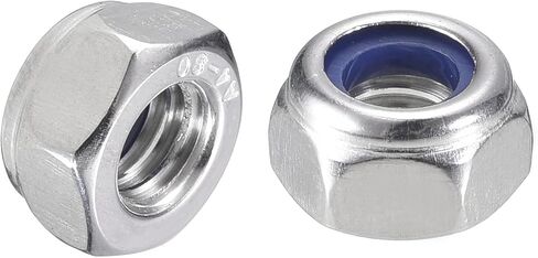 uxcell 50Pcs M12x1.75 Nylon Insert Hex Lock Nuts, 316 Stainless Steel Self-Locking Nylon Insert Stop Nut for Industrial Construction Fasteners, Silver&Blue in Saudi Arabia