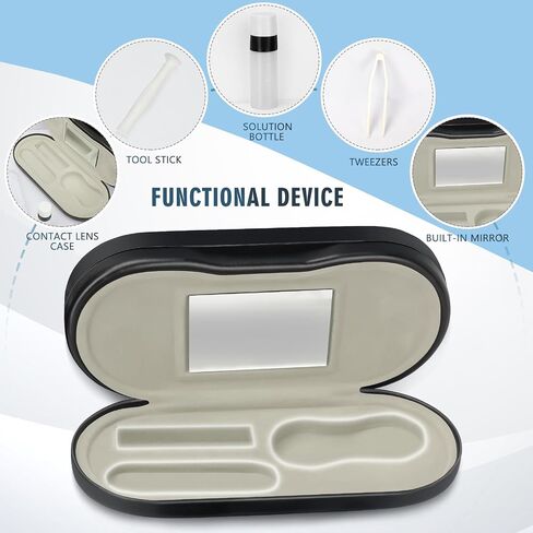 2 in 1 Contact Lens Case and Glasses Case - Double Sided Portable Contact Lens Case and Eyeglasses Case with Mirror,Tweezer and Contact Lens Solution Bottle,Storage Kit for Travel (Black) in Saudi Arabia