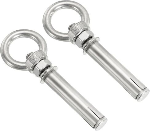 PATIKIL Expansion Eye Bolt M10x90mm, 2 Pack 304 Stainless Steel Shoulder Anchors Eyebolt Screw with Eye Ring for Concrete Brick Walls Canopy Engineering Rigging Silver in Saudi Arabia