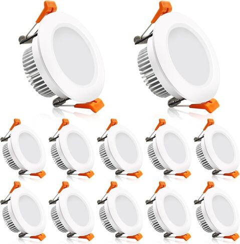 2 Inch LED Downlight, Recessed Lighting Dimmable Ceiling Light, 3W, 3000K Warm White, CRI80 with LED Driver(35W Halogen Equivalent), Black 12 Pack in Saudi Arabia