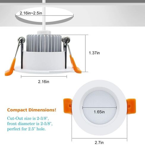 2 Inch LED Downlight, Recessed Lighting Dimmable Ceiling Light, 3W, 3000K Warm White, CRI80 with LED Driver(35W Halogen Equivalent), Black 12 Pack in Saudi Arabia