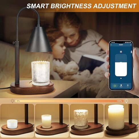 Candle Warmer Lamp with Timer, Adjustable Height Dimmable Lamp Candle Warmer, Vintage Candle Lamp Warmer with Solid Wood Base, Fits All Size Jar Candles (Include 2 Bulbs) in Saudi Arabia