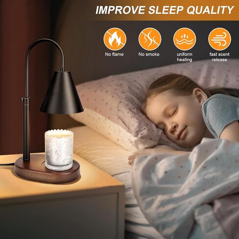 Candle Warmer Lamp with Timer, Adjustable Height Dimmable Lamp Candle Warmer, Vintage Candle Lamp Warmer with Solid Wood Base, Fits All Size Jar Candles (Include 2 Bulbs) in Saudi Arabia