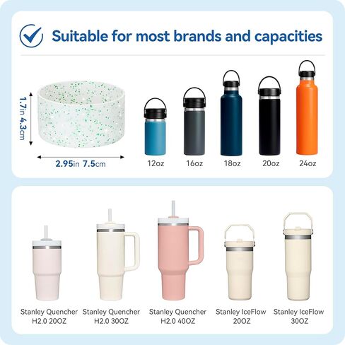 Silicone Protective Boot for Stanley Quencher 40/30 oz, Stanley IceFlow 20/30 oz, Hydro Flask 12-24 oz, Personalised Non-Slip Bottle Sleeve for 2.8-2.95" Bottom in Saudi Arabia