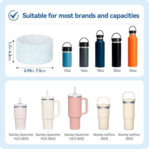Silicone Protective Boot for Stanley Quencher 40/30 oz, Stanley IceFlow 20/30 oz, Hydro Flask 12-24 oz, Personalised Non-Slip Bottle Sleeve for 2.8-2.95" Bottom in Saudi Arabia