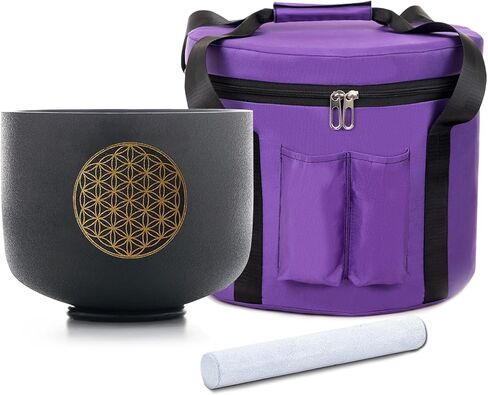 وعاء الغناء الكريستالي ذو اللون الأزرق السماوي 7 بوصة G Note 432 هرتز، قاعدة جذر الكوارتز المتجمد، شاكرا التأمل، شفاء الصوت مع حقيبة حمل متينة، حلقة دائرية من الجلد السويدي in Kuwait