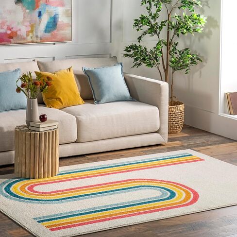سجادة منطقة الأطفال nuLOOM Rainbow Swirl، مقاس 5x8، متعددة الألوان in Saudi Arabia