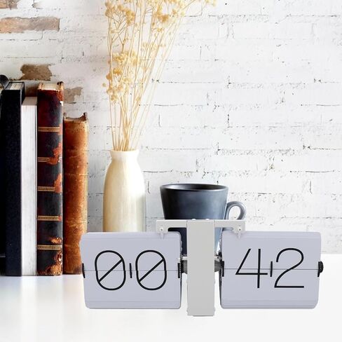 Zunate Retro Flip Desk Shelf Clock, Flipping Out Wall and Tabletop Flip Clock, 24Hour Modern Retro Flip Down, Classic Mechanical Digital Display Battery Powered for (Gold Frame in Kuwait