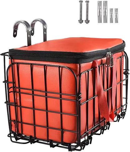 Bike Folding Basket, Bike Front Basket with Detachable Lining Bag, Electric Bicycle Metal Basket, Suitable for Carrying Dogs, Food, Books, Groceries and Large Bicycle Rear Basket. in Kuwait