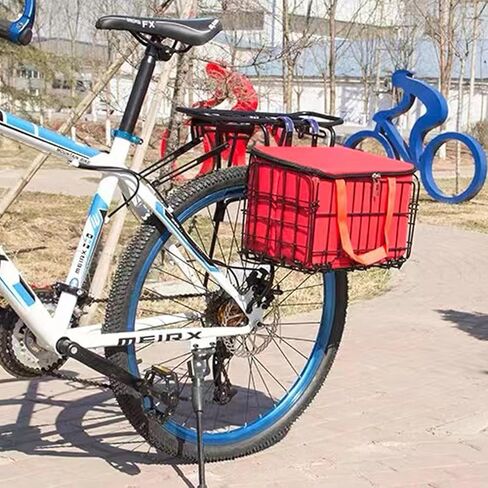 Bike Folding Basket, Bike Front Basket with Detachable Lining Bag, Electric Bicycle Metal Basket, Suitable for Carrying Dogs, Food, Books, Groceries and Large Bicycle Rear Basket. in Kuwait