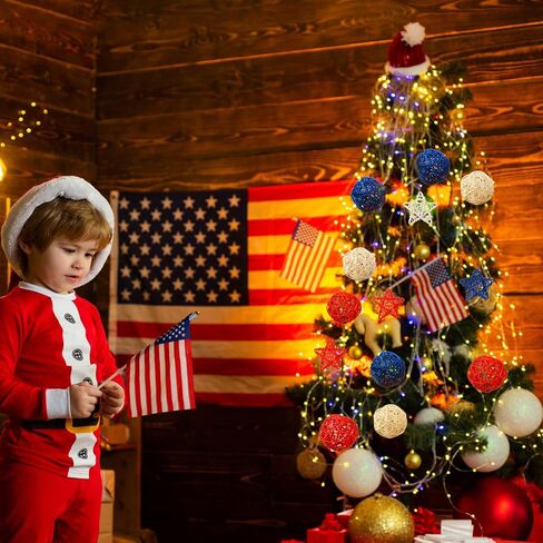 21 Pcs 4th of July Rattan Wicker Ball Decoration Rattan Balls Star Patriotic Ball Star Shaped Decorations Red White Blue Vase Bowl Fillers for Home Decor Independence Day Woven Decorative Balls in Saudi Arabia