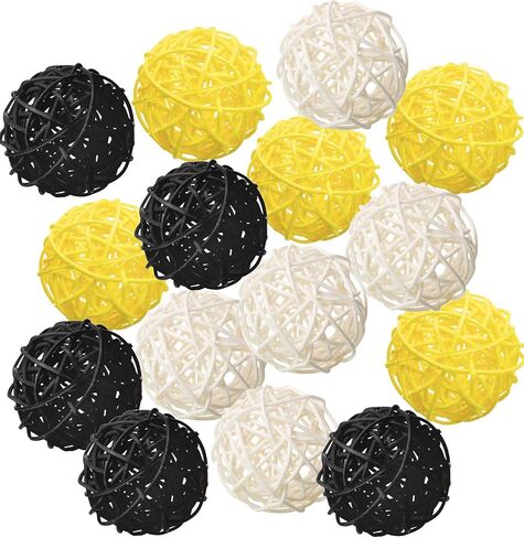 15pcs 2 Inch Wicker Rattan Balls for Vase Filler, House Ornament, Christmas Tree Garden Wedding Party Coffee Table Decoration,Craft DIY (Black Red White) in Saudi Arabia