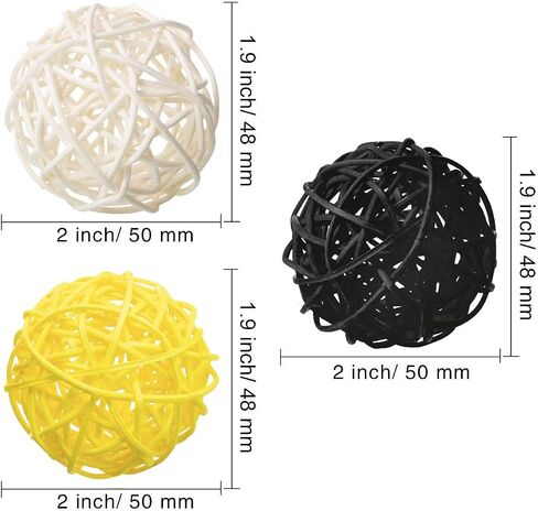 15pcs 2 Inch Wicker Rattan Balls for Vase Filler, House Ornament, Christmas Tree Garden Wedding Party Coffee Table Decoration,Craft DIY (Black Red White) in Saudi Arabia