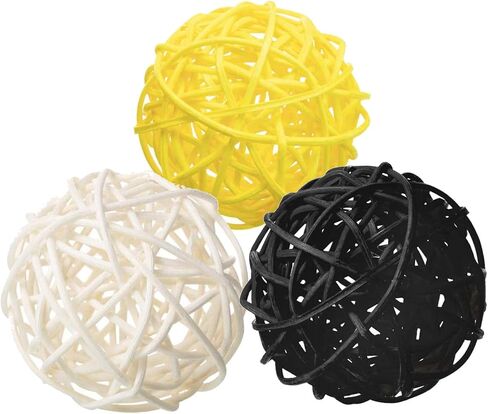 15pcs 2 Inch Wicker Rattan Balls for Vase Filler, House Ornament, Christmas Tree Garden Wedding Party Coffee Table Decoration,Craft DIY (Black Red White) in Saudi Arabia