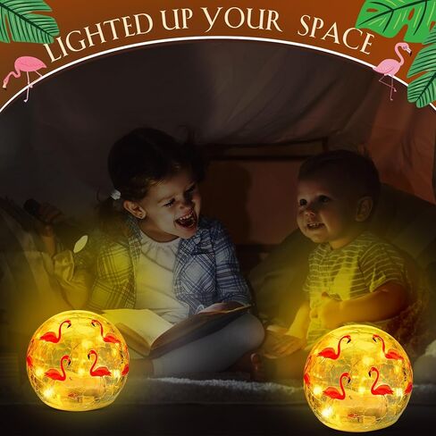 2 جهاز كمبيوتر شخصى فلامنغو LED ضوء الليل 4 بوصة كرة زجاجية ديكور الطاولة الوردي فلامنغو ديكورات الحفلات ديكور الغرفة الاستوائية أضواء الكرات الزخرفية لحفلة هاواي لوا الصيفية in Kuwait
