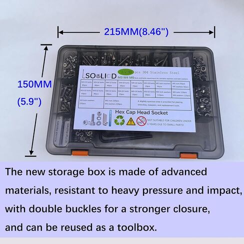 1520Pcs Hex Socket Head Cap Screws Sets Metric Stainless Steel M5 M4 M3 Screw Nuts and Bolts Assortment Kit with Flat Washers Lock Washers Machine Bolt in Saudi Arabia
