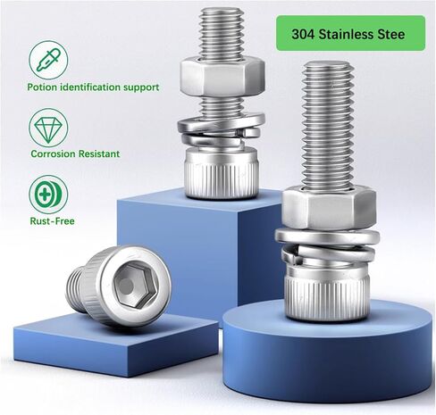 1520Pcs Hex Socket Head Cap Screws Sets Metric Stainless Steel M5 M4 M3 Screw Nuts and Bolts Assortment Kit with Flat Washers Lock Washers Machine Bolt in Saudi Arabia
