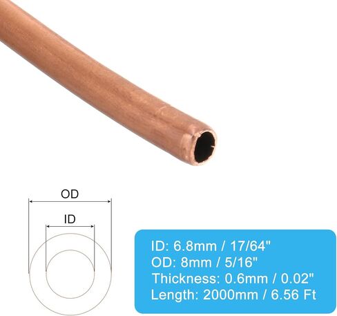 patikil 1/12 بوصة معرف 5/32 بوصة od 0.04 بوصة سميكة 99.9٪ أنبوب النحاس، 6.56ft أنابيب التبريد لفائف أنابيب الأنابيب المستديرة غير الملحومة لحرف المجوهرات الصناعية hvac in Kuwait