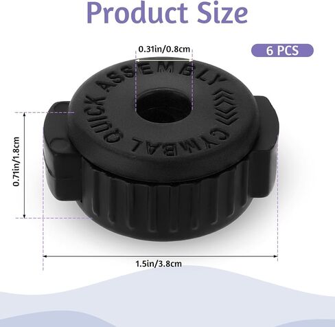 6 PCS Plastic Cymbal Nuts Quick-Fit Cymbals Rapid Release Cymbal Topper 8 mm Drum Accessories Black Drum Cymbals Hardware Percussion Drum Kit Cymbal Mate for Drum Replacement Kitparts in Saudi Arabia
