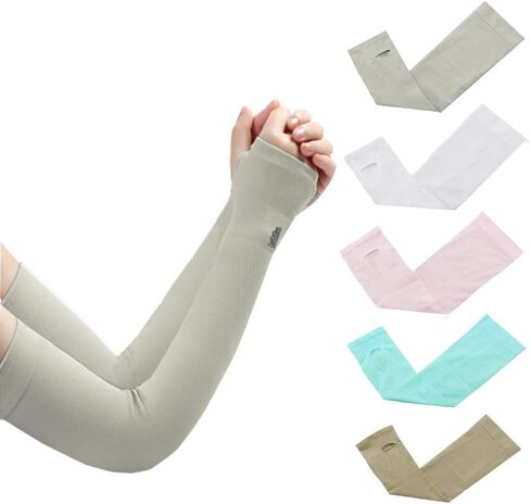 ANIAC للنساء والفتيات من الأشعة فوق البنفسجية للحماية من الأشعة فوق البنفسجية، أكمام أذرع تبريد بعامل حماية من أشعة الشمس 50+ ملحقات حماية من الشمس، غطاء حماية مضاد للأشعة فوق البنفسجية (رمادي + أزرق + أبيض + وردي + عاري) in Kuwait