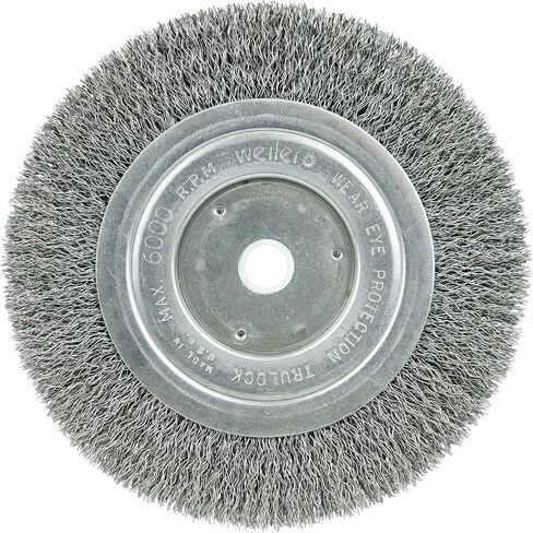 Weiler 01095 6" Narrow Face Crimped Wire Wheel, Short Trim.008" Steel Fill, 5/8"-1/2" Arbor Hole, Made in The USA (Pack of 10) in Saudi Arabia