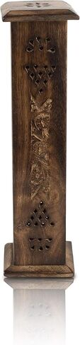 Wooden Incense Stick & Cone Burner Holder Tower Large Organic Eco Friendly Ash Catcher Agarbatti Holder Rustic Style Hand Carved for Meditation Yoga Aromatherapy Home Fragrance Products in Saudi Arabia