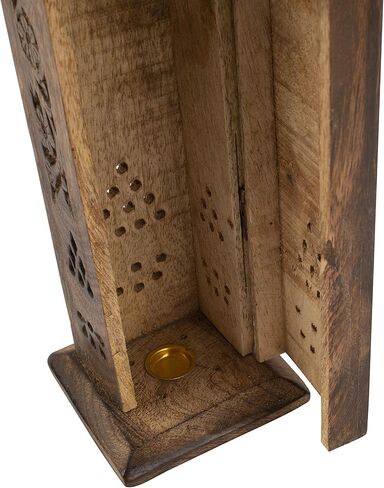 Wooden Incense Stick & Cone Burner Holder Tower Large Organic Eco Friendly Ash Catcher Agarbatti Holder Rustic Style Hand Carved for Meditation Yoga Aromatherapy Home Fragrance Products in Saudi Arabia