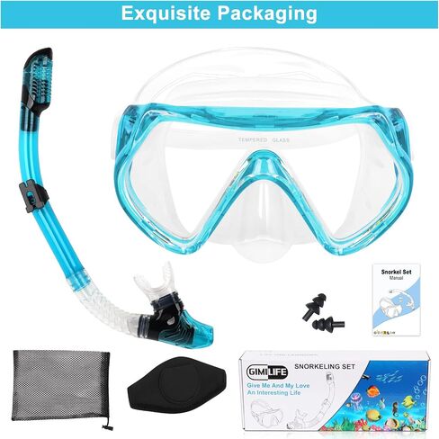 Adult Snorkeling Set, Gimilife 4 in 1 Diving Mask and Dry Top Snorkeling Gear for Audults Snorkeling Scuba Diving Swimming Travel in Saudi Arabia