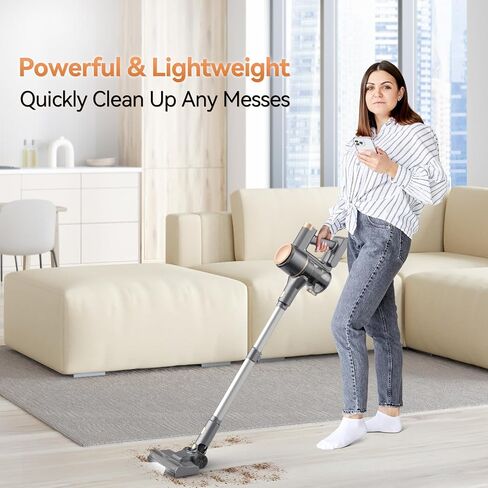 Cordless Vacuum Cleaner, Lightweight Stick Vacuum with Powerful Suction, 2200mAh Battery, 40 Mins Runtime, Self-Standing, Rechargeable Cordless Stick Vacuum for Hardwood Floor Carpet Pet Hair in Saudi Arabia