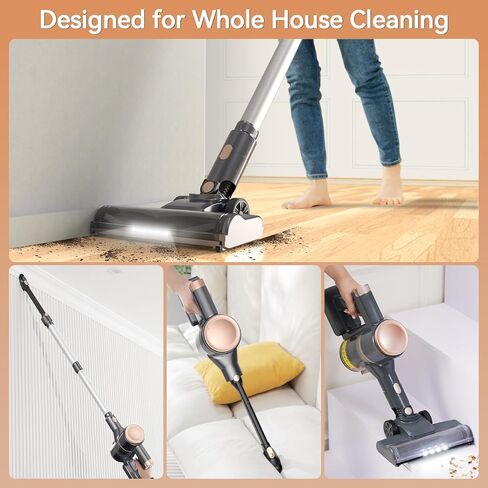 Cordless Vacuum Cleaner, Lightweight Stick Vacuum with Powerful Suction, 2200mAh Battery, 40 Mins Runtime, Self-Standing, Rechargeable Cordless Stick Vacuum for Hardwood Floor Carpet Pet Hair in Saudi Arabia