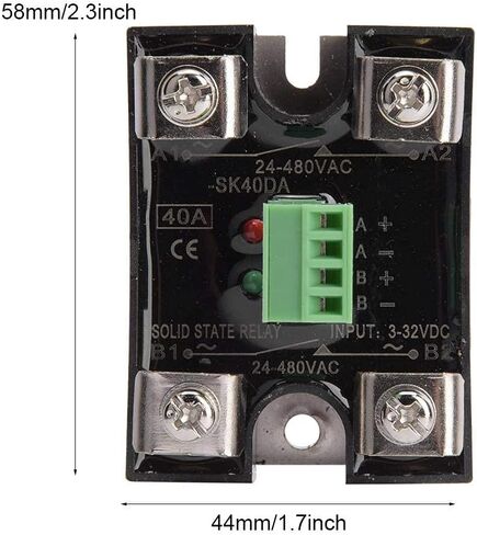 Dual Channel DC Control Dual Channel AC Solid State Relay 24-480VAC Single Phase DC-AC SSR Relay Module(40A(BERM-SK40DA)) in Saudi Arabia